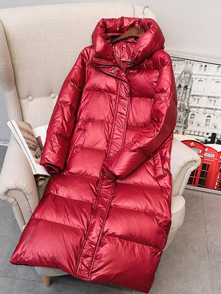 Off season glossy down jacket for women 2022 new mid length, knee length, oversized white duck down
