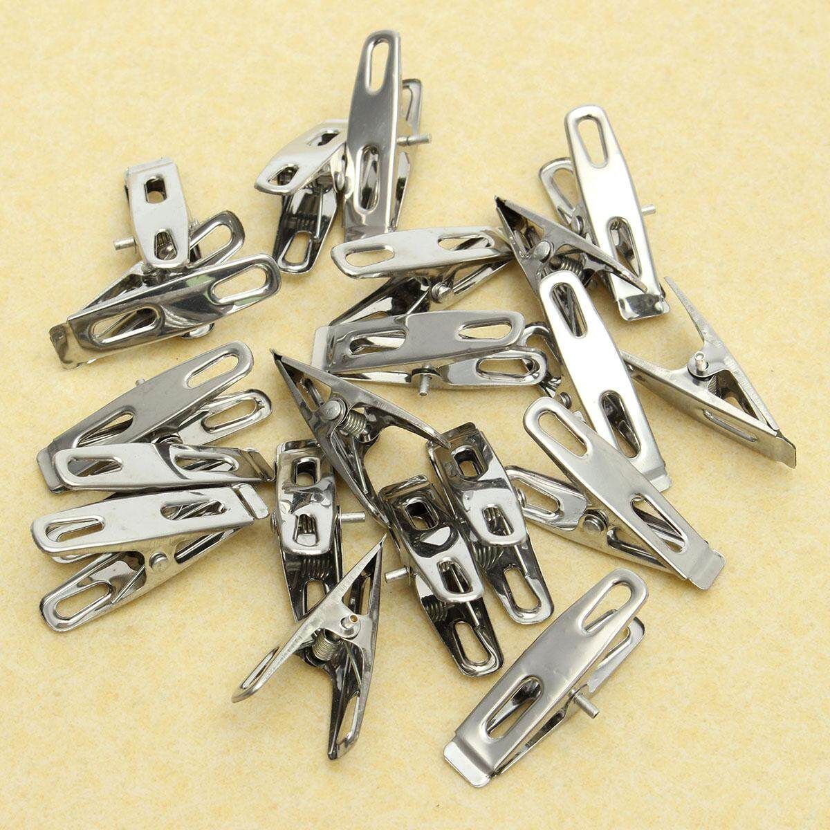 20Pcs Stainless Steel Clothes Pegs Clips For Coat Pants Laundry Drying Hanger Rack