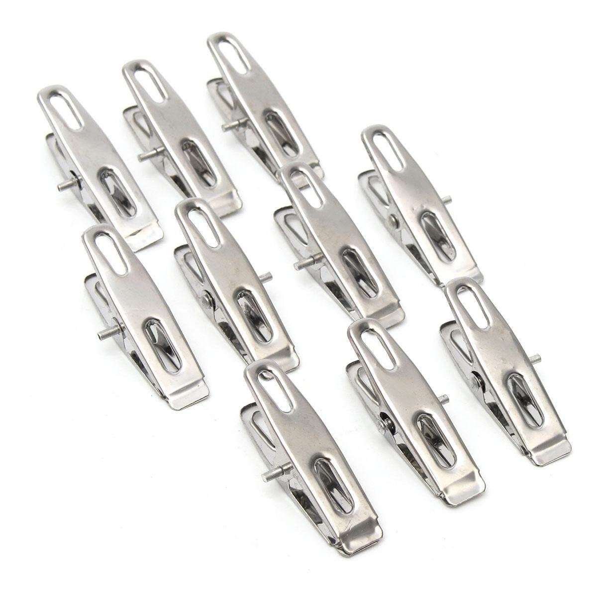 20Pcs Stainless Steel Clothes Pegs Clips For Coat Pants Laundry Drying Hanger Rack