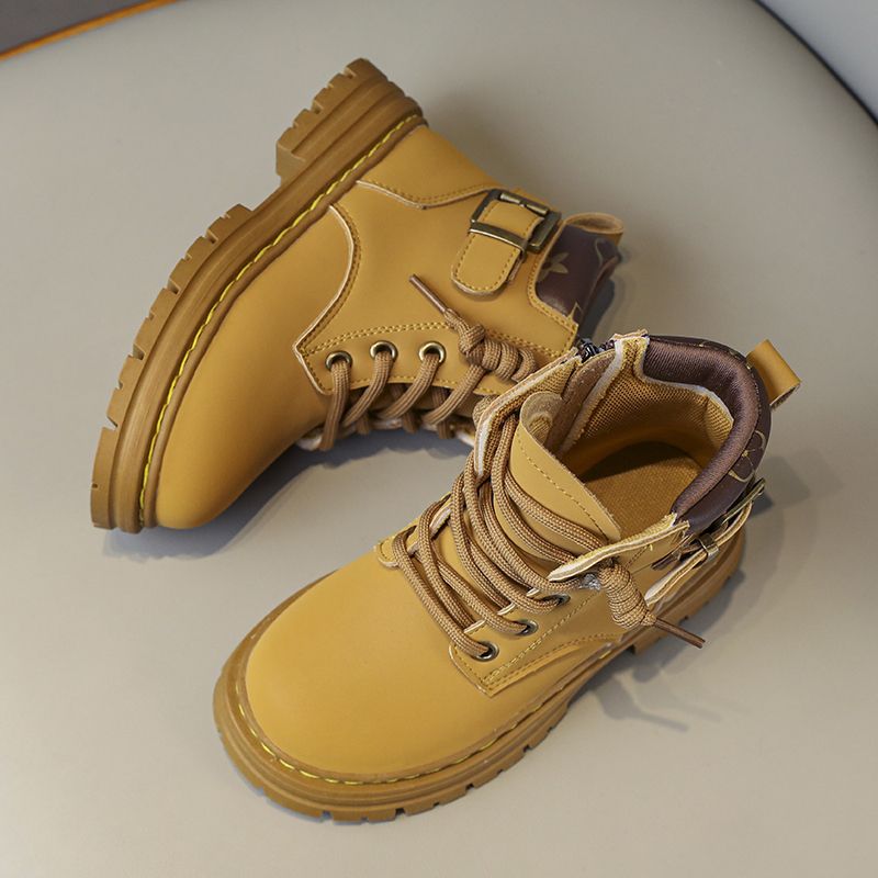 British Style Casual Trend Martin Shoes For Boys And Girls-Yellow