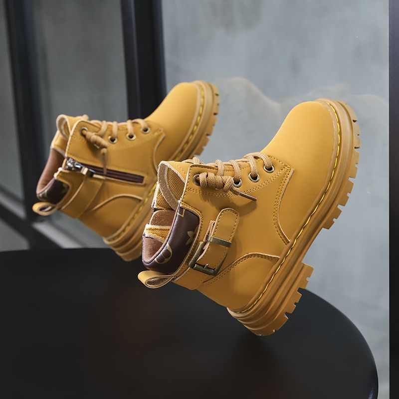 British Style Casual Trend Martin Shoes For Boys And Girls-Yellow
