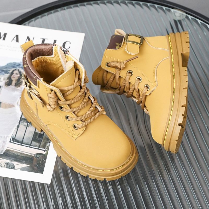 British Style Casual Trend Martin Shoes For Boys And Girls-Yellow
