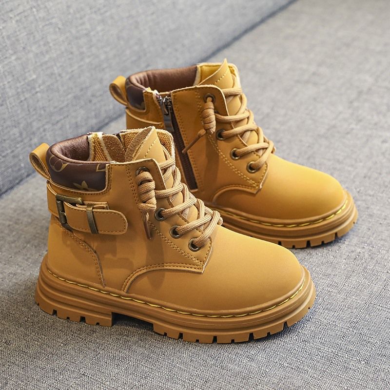 British Style Casual Trend Martin Shoes For Boys And Girls-Yellow