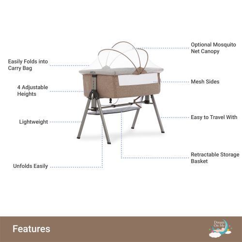 Baby Bed/Bassinet & Bedside Sleeper, Brown. 0- 24m