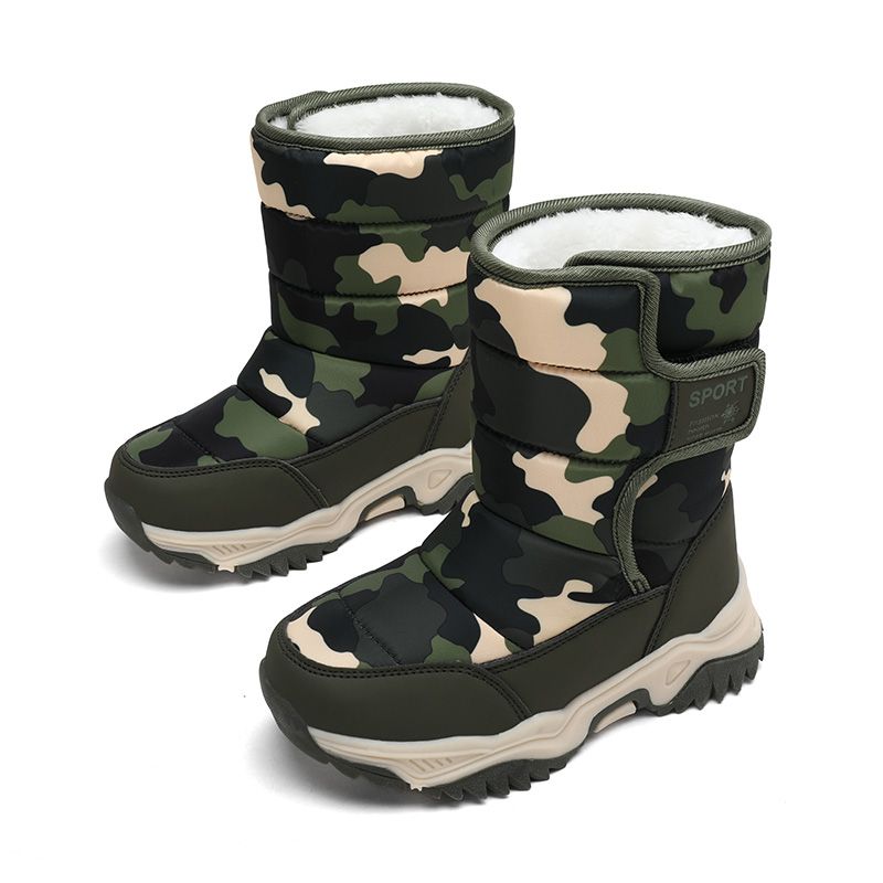Children's Outdoor Snow Boots Plush Lining Warm Non-slip Boots-Green