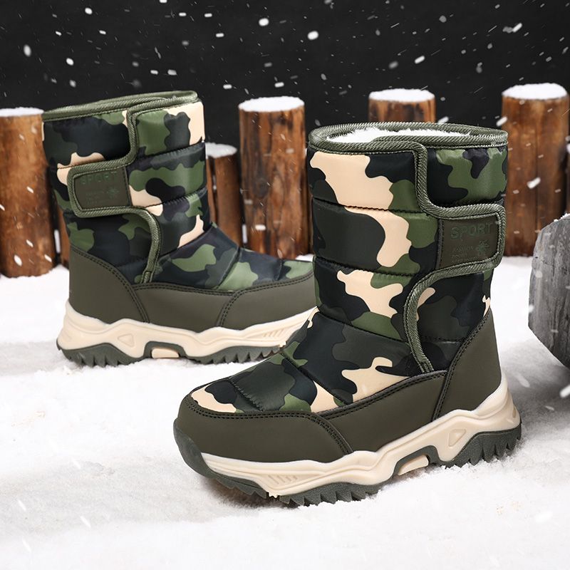 Children's Outdoor Snow Boots Plush Lining Warm Non-slip Boots-Green