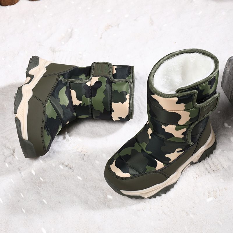 Children's Outdoor Snow Boots Plush Lining Warm Non-slip Boots-Green