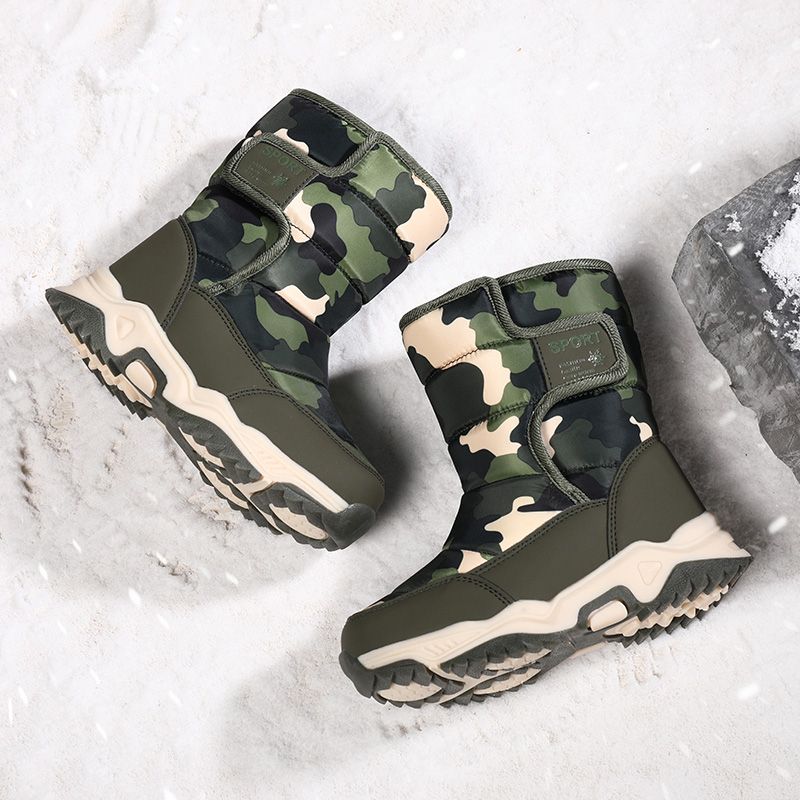 Children's Outdoor Snow Boots Plush Lining Warm Non-slip Boots-Green
