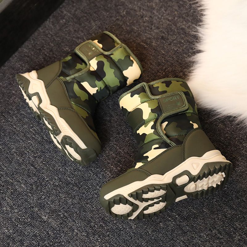 Children's Outdoor Snow Boots Plush Lining Warm Non-slip Boots-Green