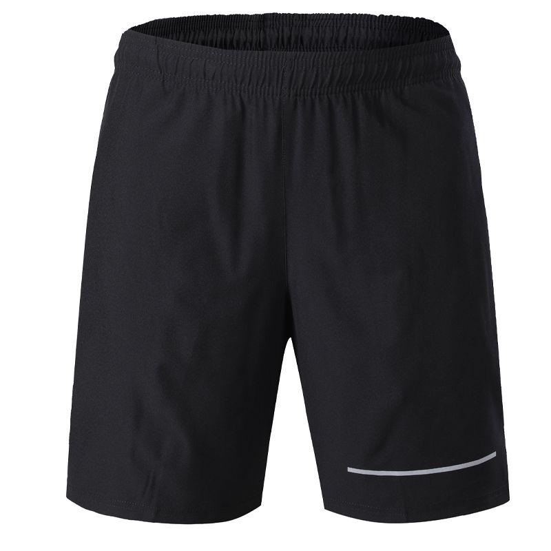 Men Solid Gym Shorts Exercise Sports Indoor Gym Spandex Joing  Soccer Cycling Short Reflective Strip Running Traning Shorts-black