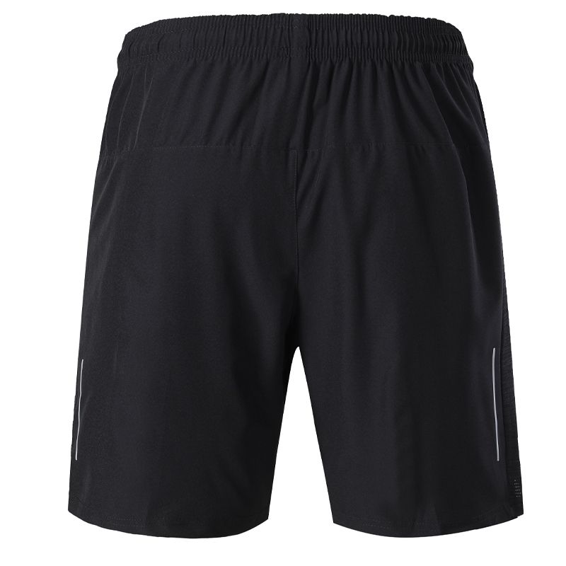 Men Solid Gym Shorts Exercise Sports Indoor Gym Spandex Joing  Soccer Cycling Short Reflective Strip Running Traning Shorts-black
