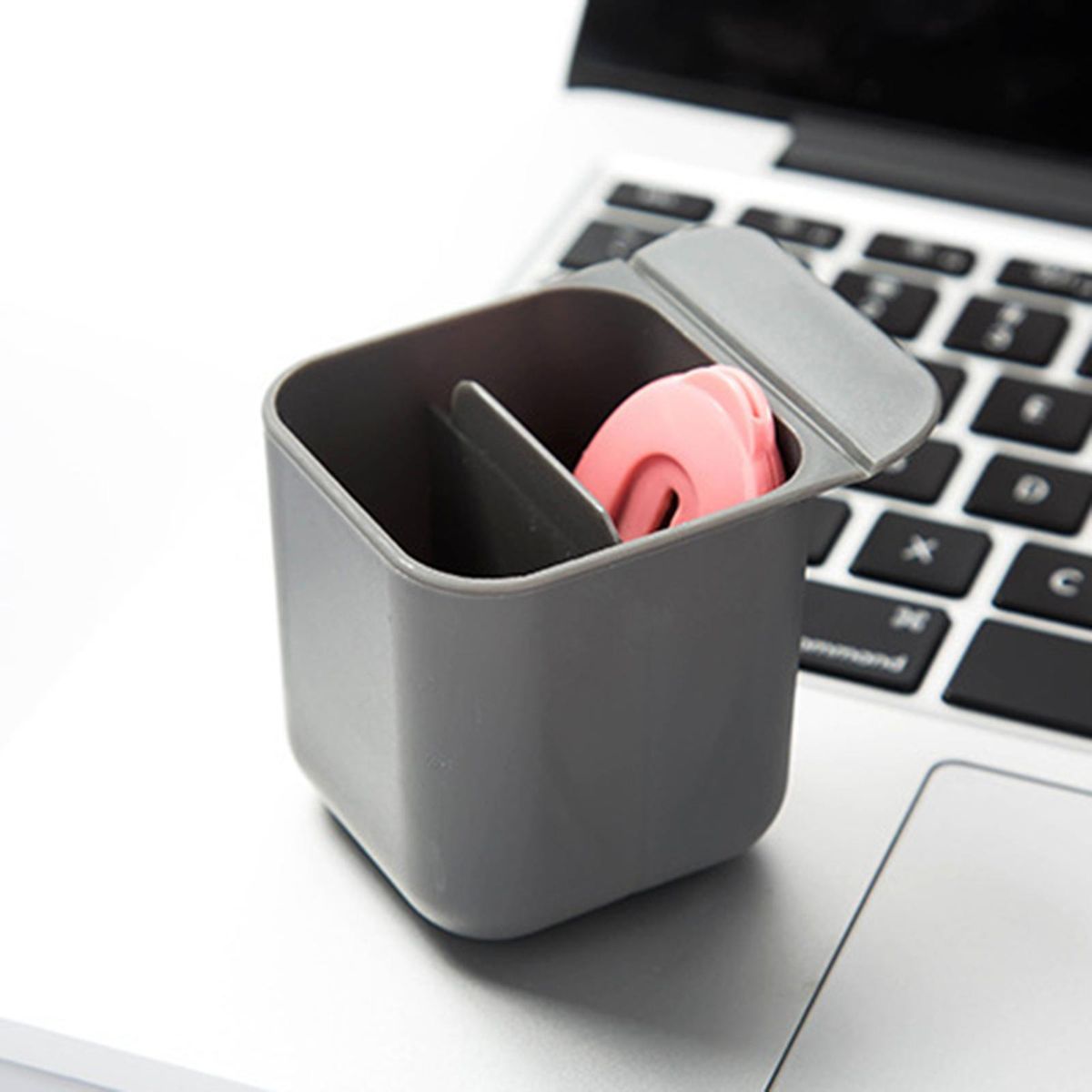 Desk Organizer Pen Holder Office Stationery Computer Gray Square