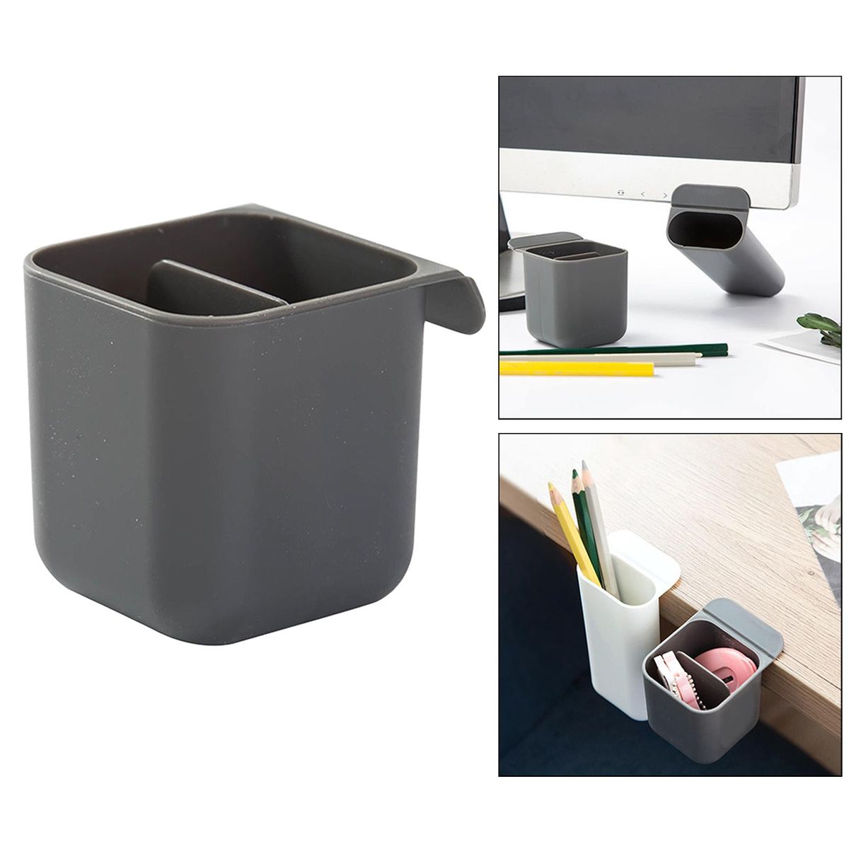 Desk Organizer Pen Holder Office Stationery Computer Gray Square