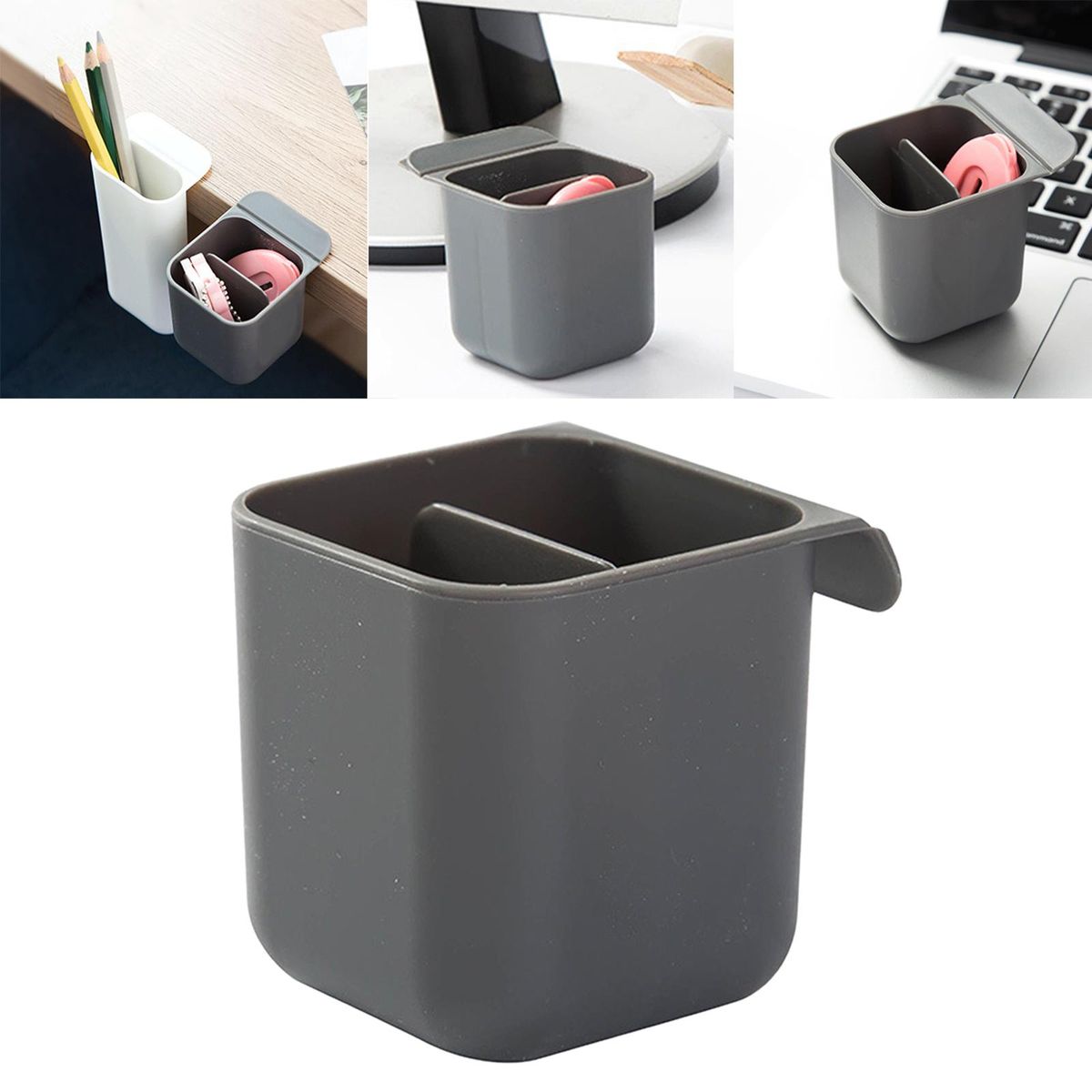 Desk Organizer Pen Holder Office Stationery Computer Gray Square