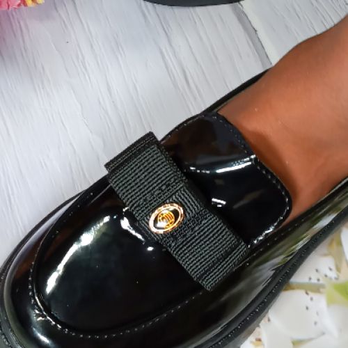 Quality Kids/boys Outing Glossy Shoes-Black