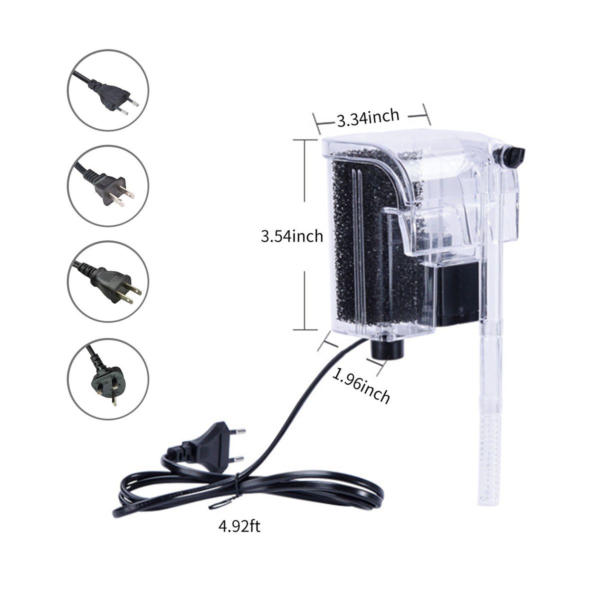 3W 300L/H Waterfall Oxygen Pump Hang On Filtration Internal