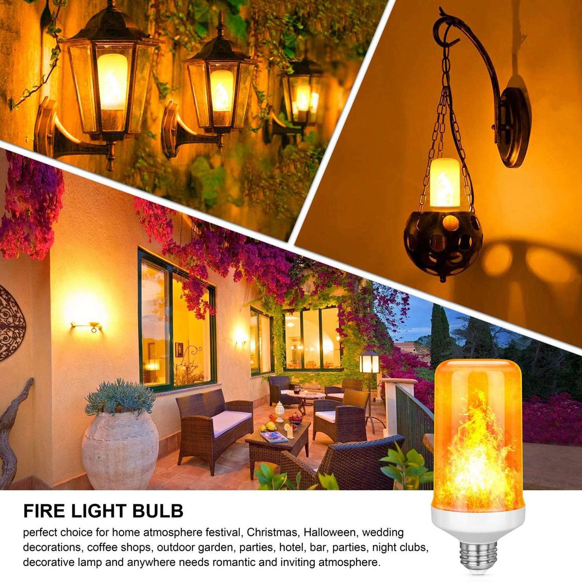 LED Flame Effect Light Bulb E27,Decorative Fire Lights