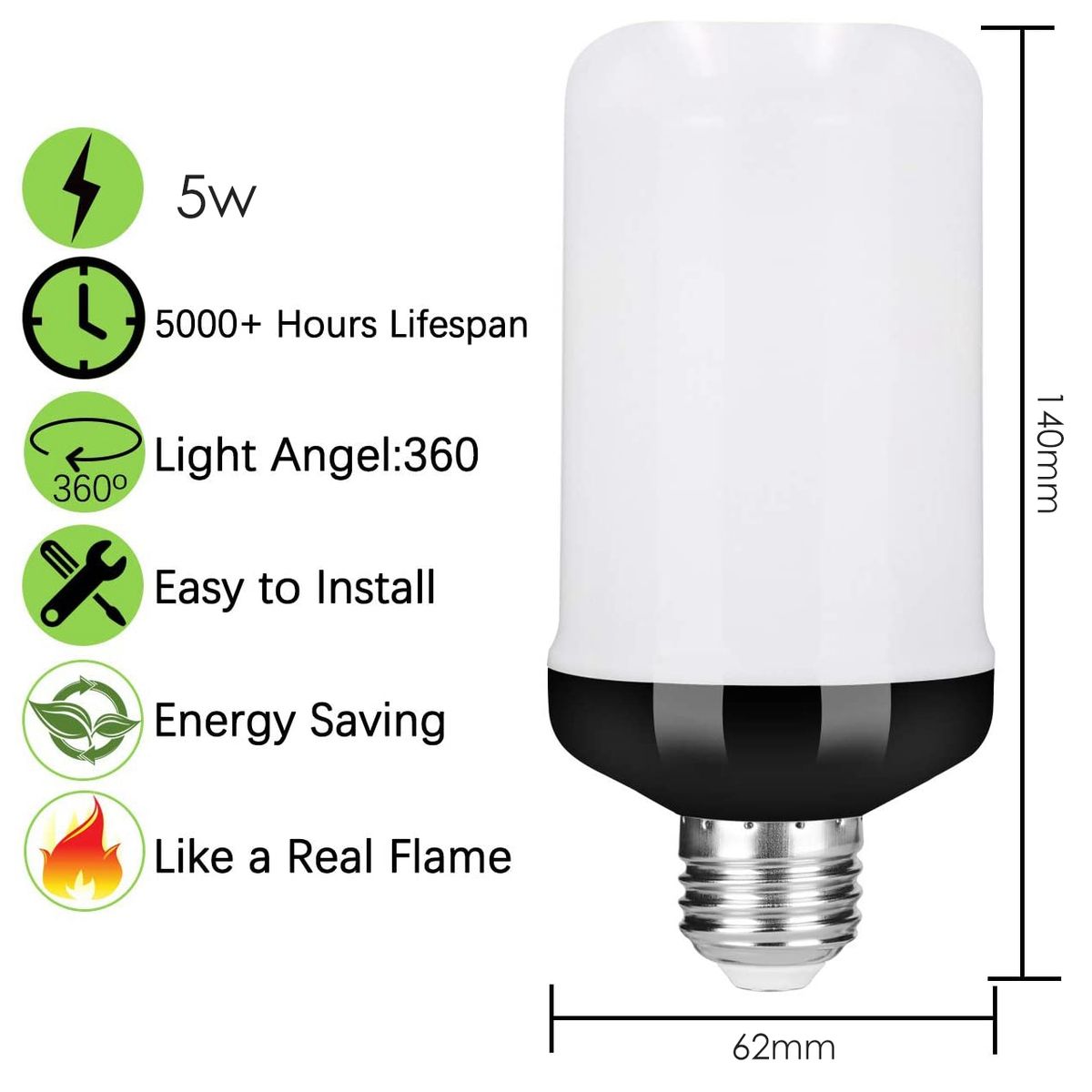 LED Flame Effect Light Bulb E27,Decorative Fire Lights