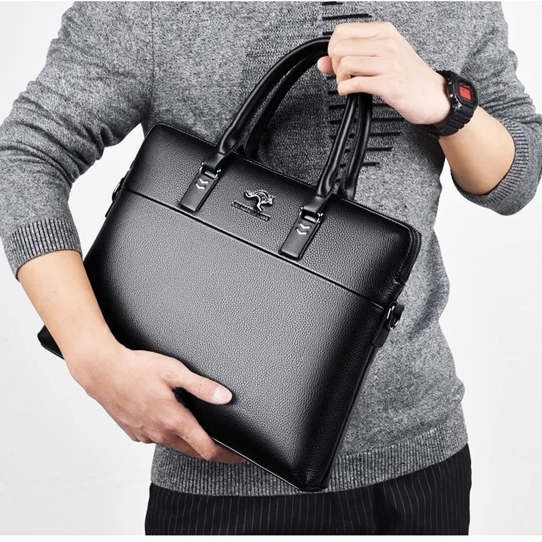 Men's Briefcases Office Leather Handbag Messenger Laptop Shoulder Side Crossbody Bag