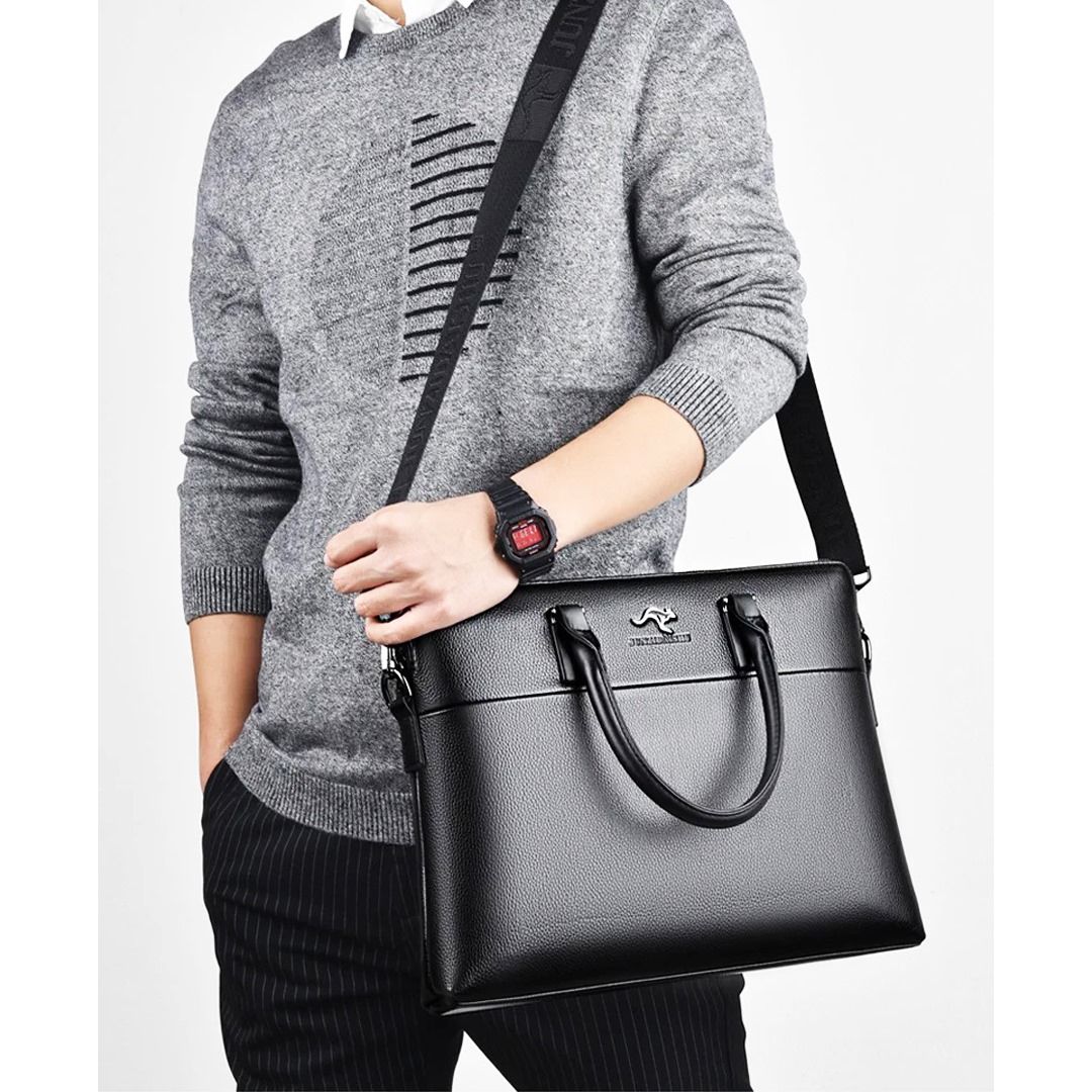 Men's Briefcases Office Leather Handbag Messenger Laptop Shoulder Side Crossbody Bag