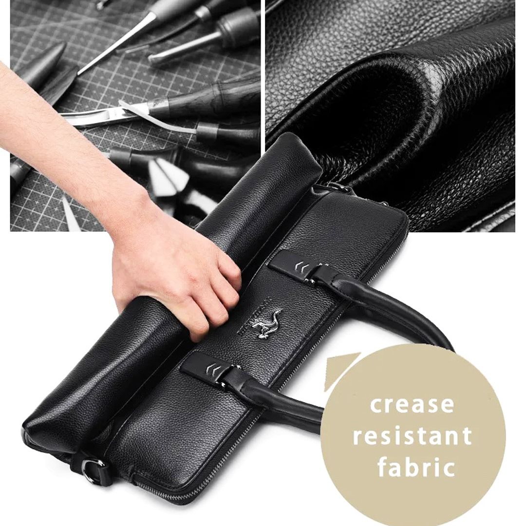 Men's Briefcases Office Leather Handbag Messenger Laptop Shoulder Side Crossbody Bag