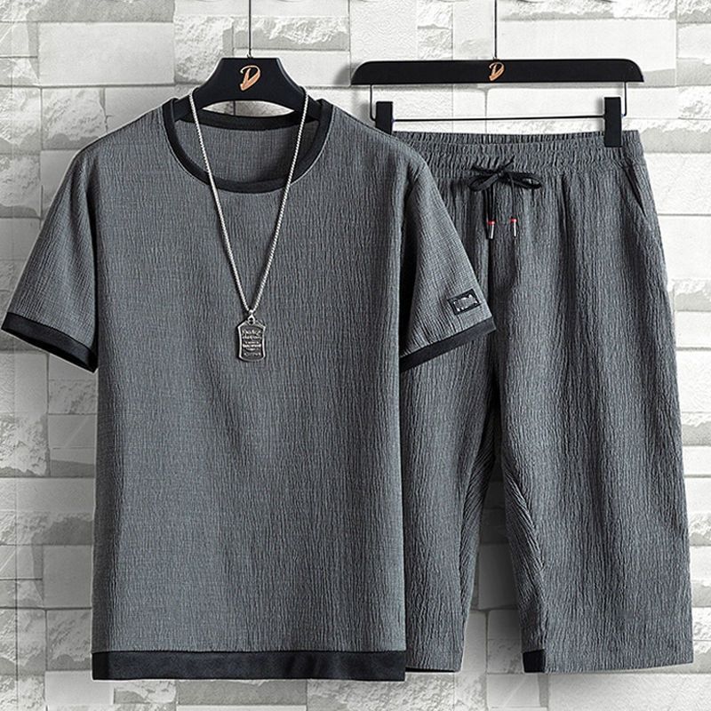6XL Men Tracksuit Summer Cool Clothes Sportswear Two Piece Set T Shirt Shorts Brand Track Clothing Male Sweatsuit Casual Suits