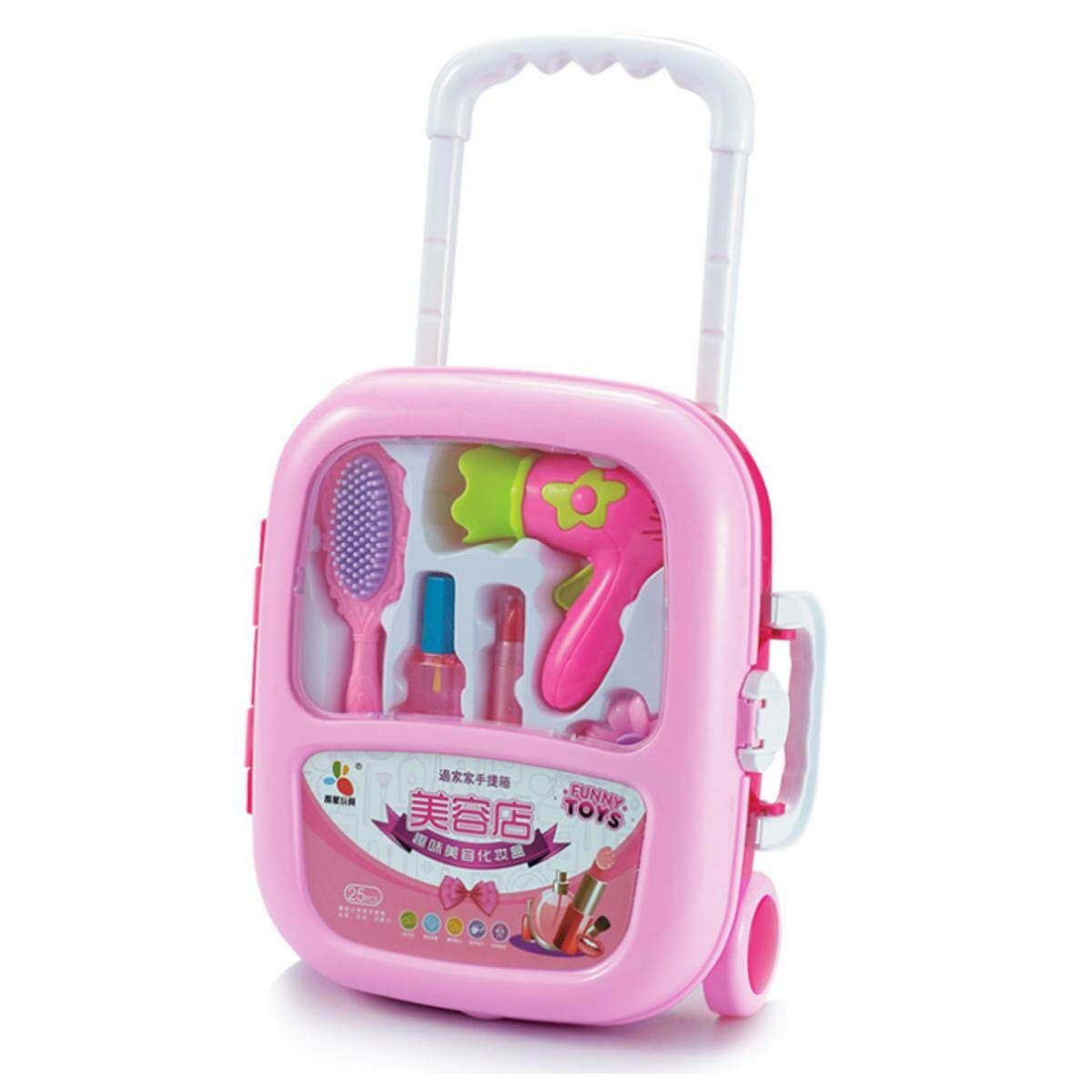 21Pcs Pretend Play Set Hair Dryer Makeup Toy Set Beauty Fashion For Girls Pink