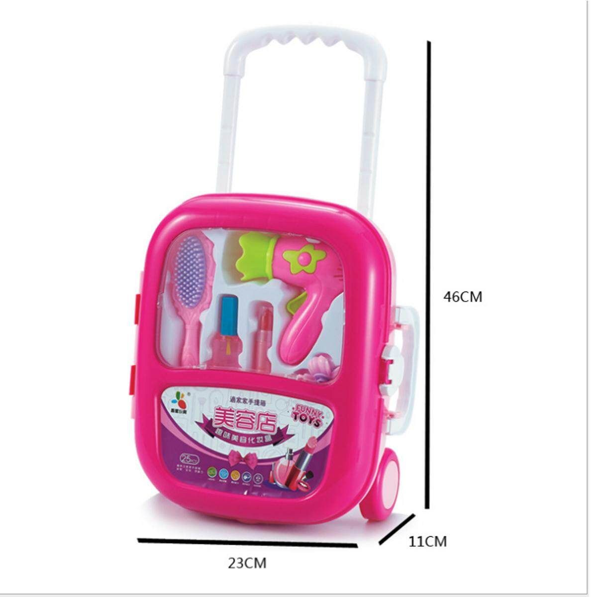 21Pcs Pretend Play Set Hair Dryer Makeup Toy Set Beauty Fashion For Girls Pink