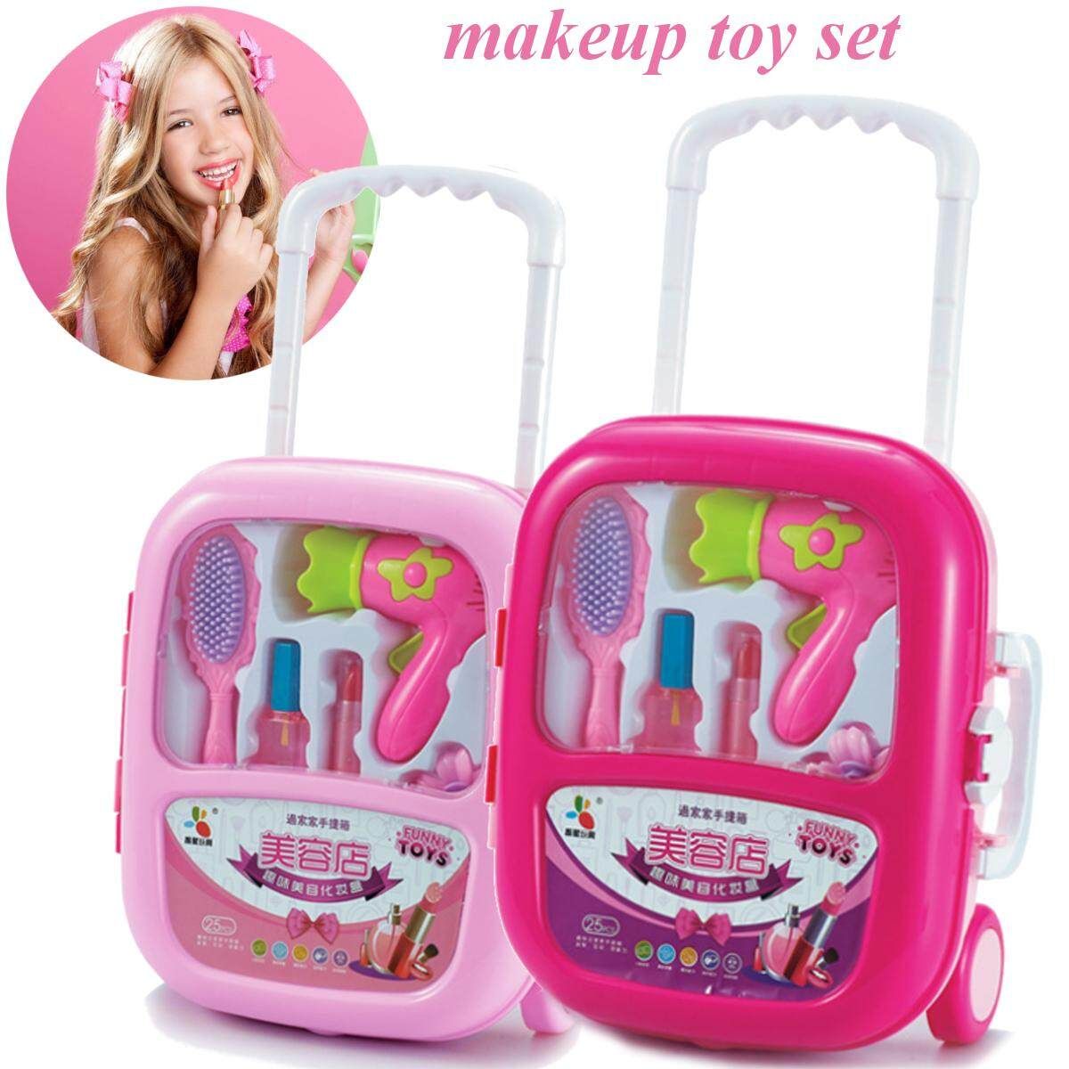 21Pcs Pretend Play Set Hair Dryer Makeup Toy Set Beauty Fashion For Girls Pink