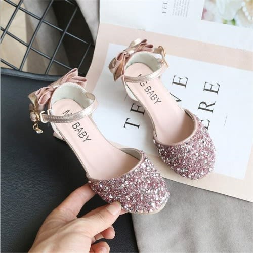Girl Shimmer Shoes With Heels - Pink