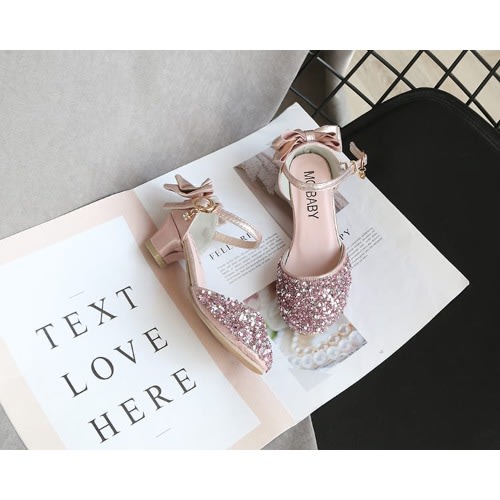 Girl Shimmer Shoes With Heels - Pink