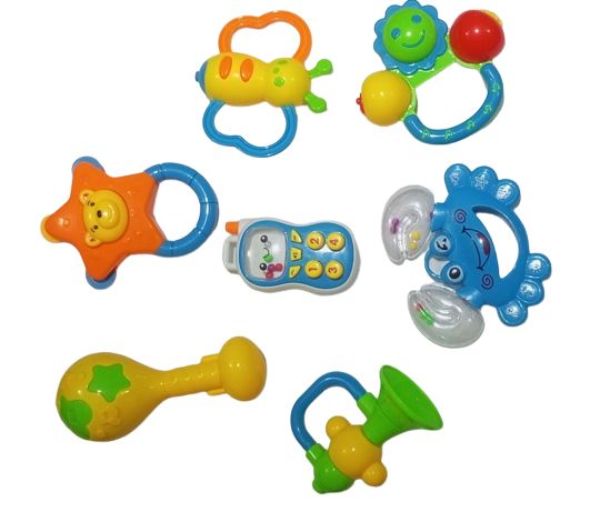 Safe & Secure 7 Pieces Baby Rattles For 3M+