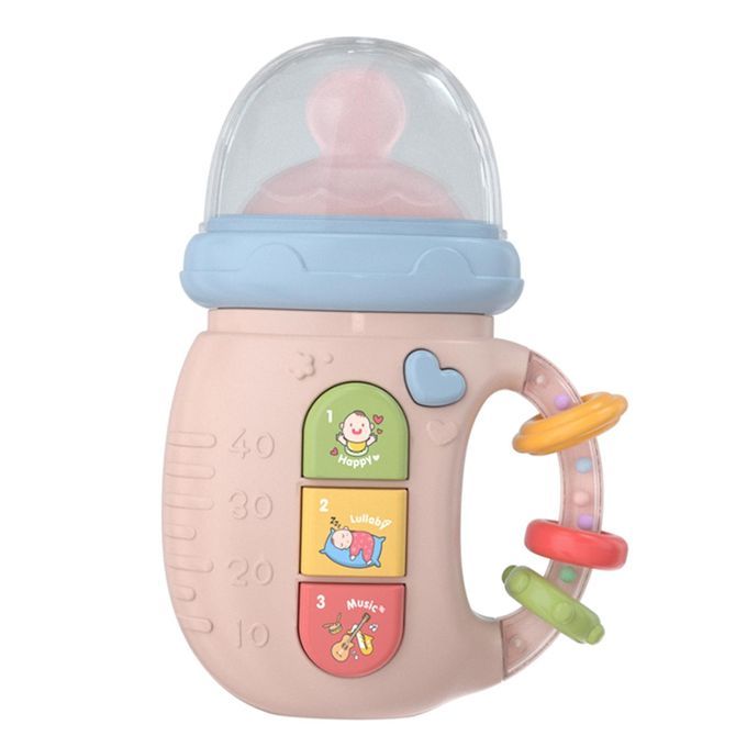 Rattles Shaker Teether Educational Development Feeding Bottle 3 Pink
