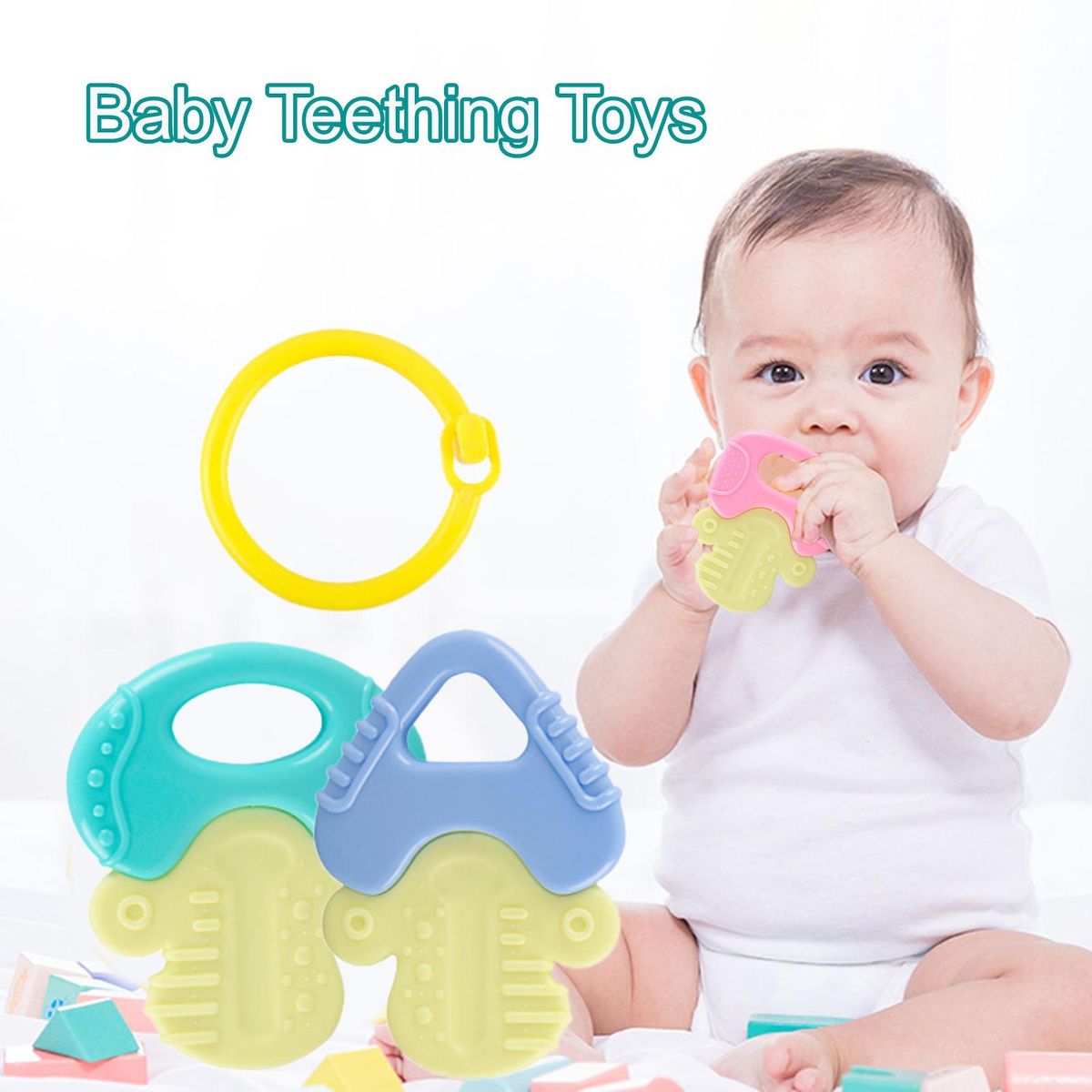 46Pcs Baby Rattle Toys Plastic Rattle Teether Set Infant Toys