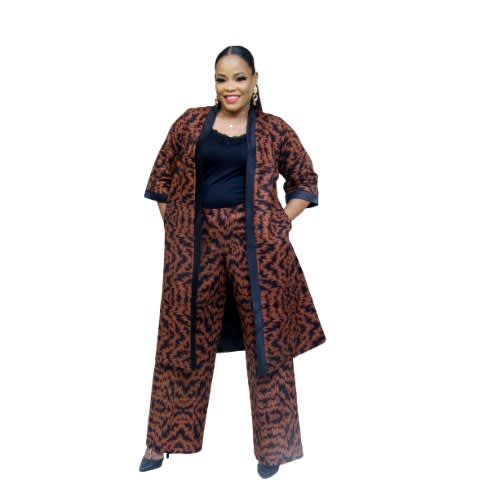 Brown Kimono And Trouser