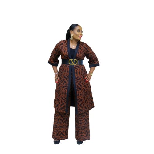 Brown Kimono And Trouser