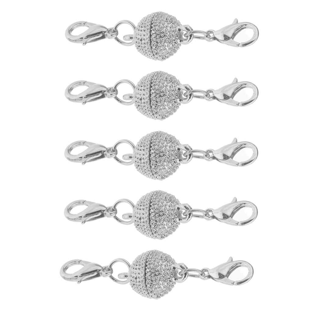 5 Pieces Shiny Rhinestone Ball/Round Ball  Clasps With