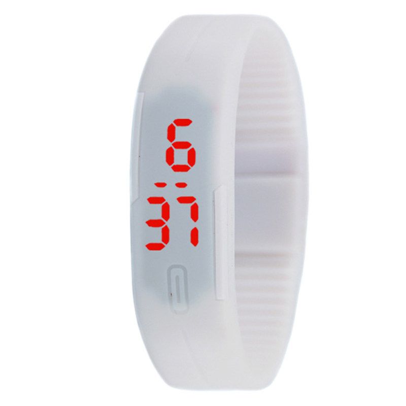 Sports Thin Strap LED Time Date Display Children Kids-Black