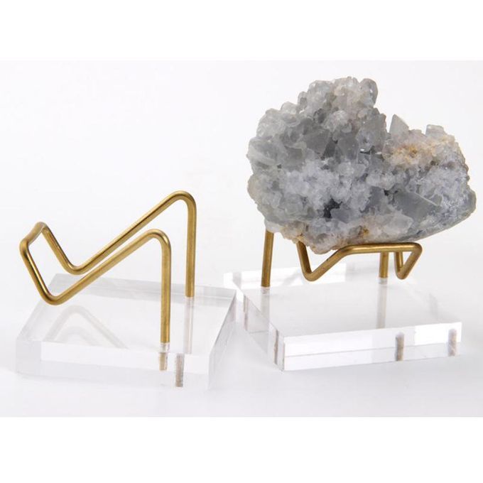 Set Of 4 Metal Arm Acrylic Display Stand Holder For Specimens Agate