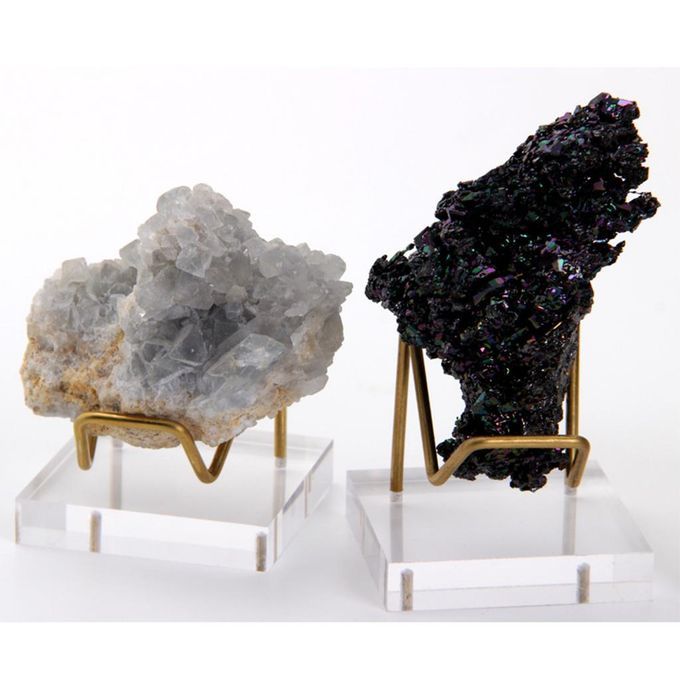 Set Of 4 Metal Arm Acrylic Display Stand Holder For Specimens Agate
