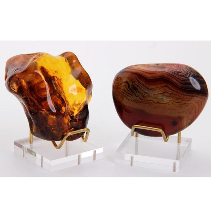Set Of 4 Metal Arm Acrylic Display Stand Holder For Specimens Agate