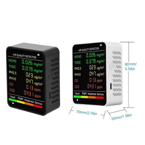6-In-1 PM2.5+PM10+HCHO+TVOC+CO+CO2 Multifunctional Air Quality Detector