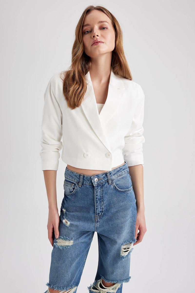 Woman Young Regular Fit Blazer - Ecru