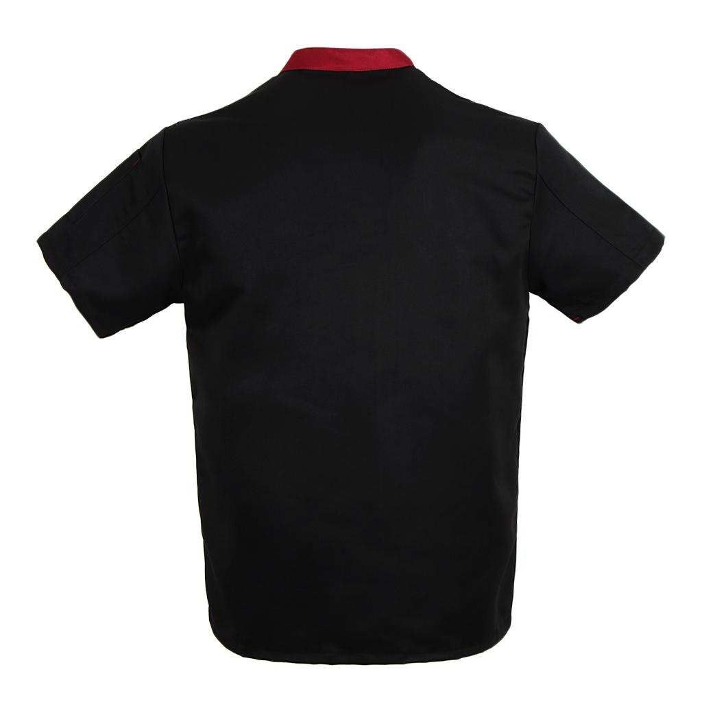 Women Men Chef Tunic Shirt Uniforms Workwear Apparel Cooker Black M