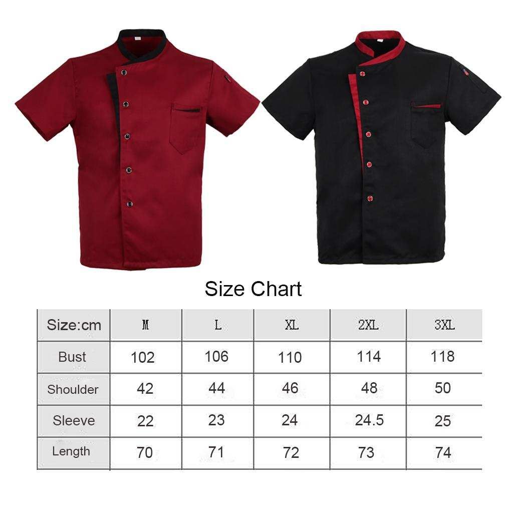Women Men Chef Tunic Shirt Uniforms Workwear Apparel Cooker Black M