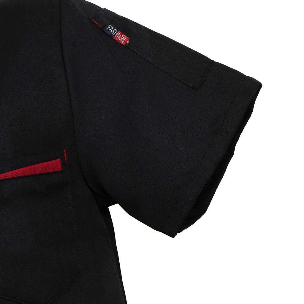 Women Men Chef Tunic Shirt Uniforms Workwear Apparel Cooker Black M
