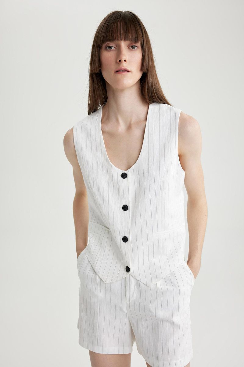 Woman Smart Casual Sleeveless Vest - White