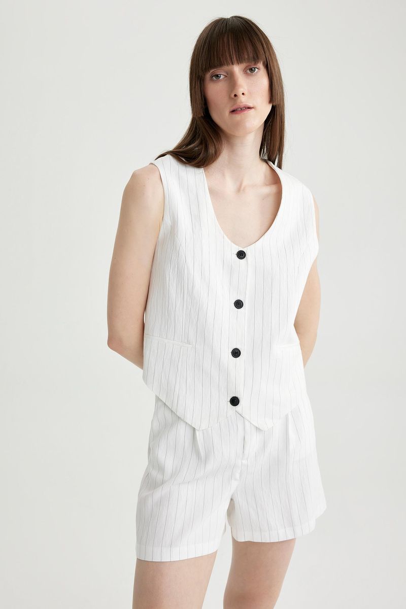 Woman Smart Casual Sleeveless Vest - White