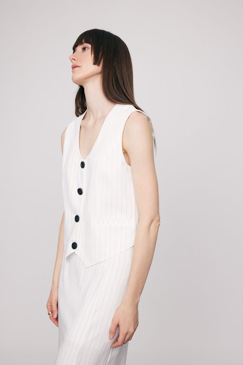 Woman Smart Casual Sleeveless Vest - White