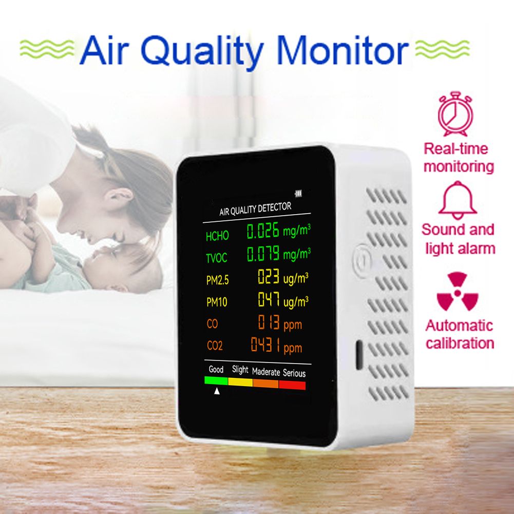 6 In 1 PM2.5 PM10 HCHO TVOC CO CO2 Multifunctional Air